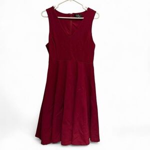 Lulu's Wine V-Neck Fit & Flare Midi Dress